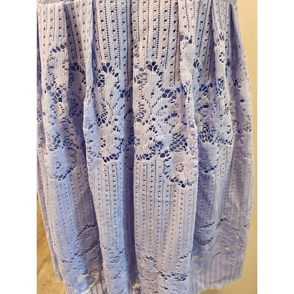 Free People Crocheted Mini Dress Sz S Perriwinkle cut out back lined - Picture 3 of 6